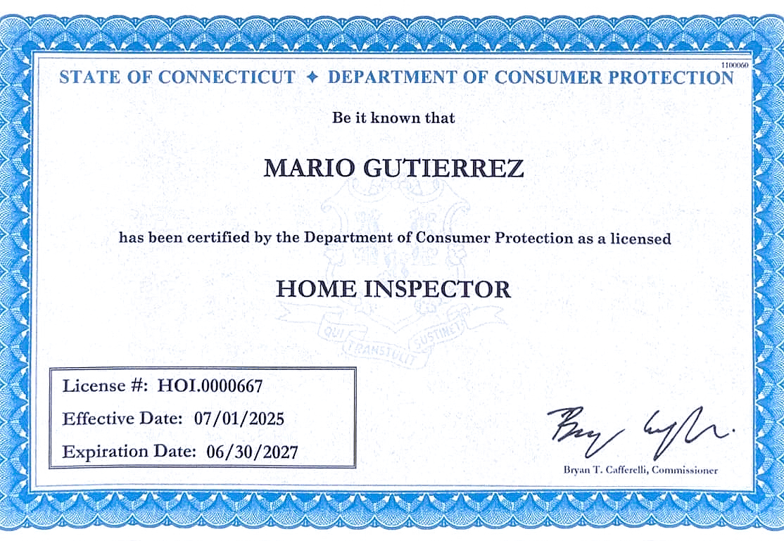 Mario Gutierrez Licensed Home Inspector in Connecticut